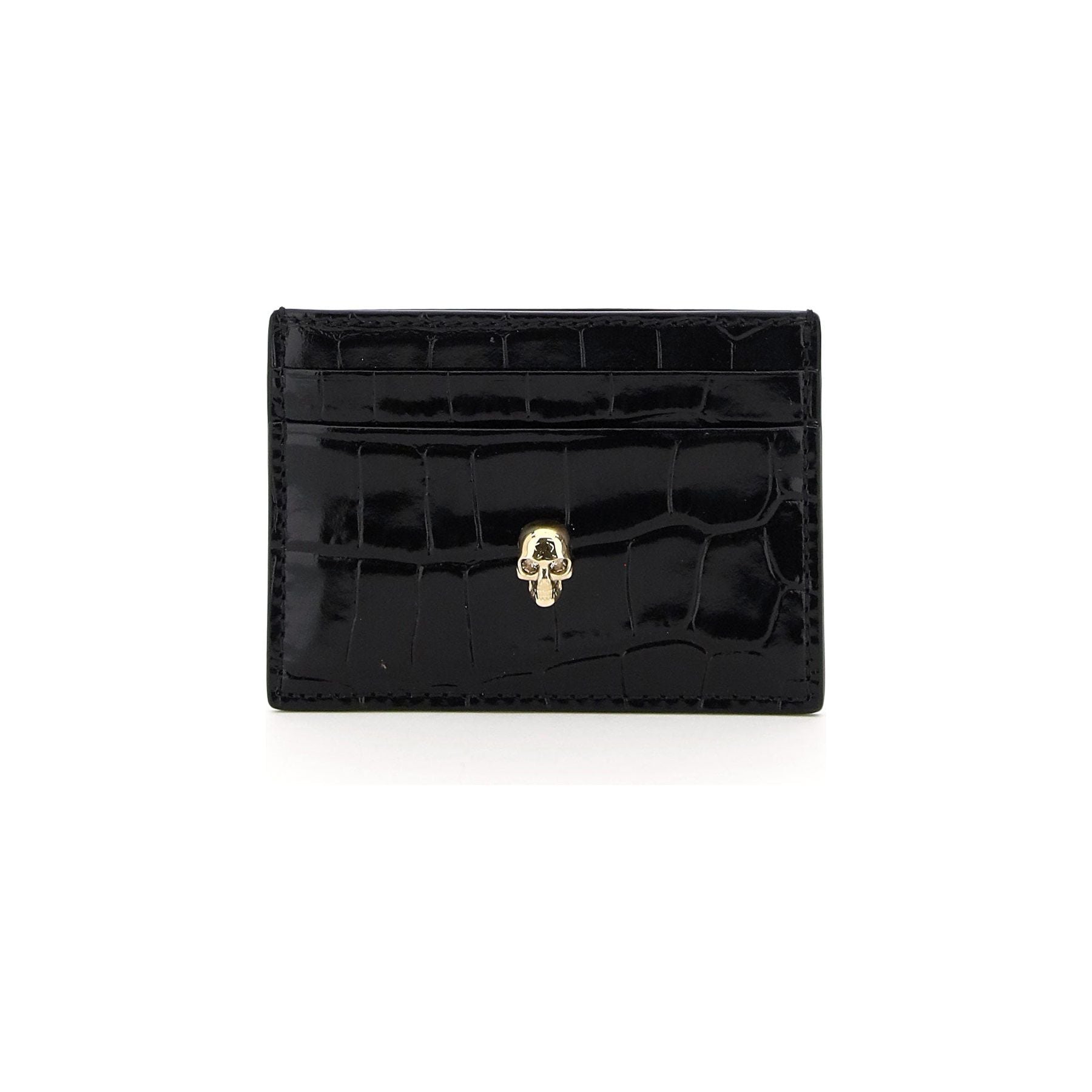 Skull Crocodile-Embossed Card Holder