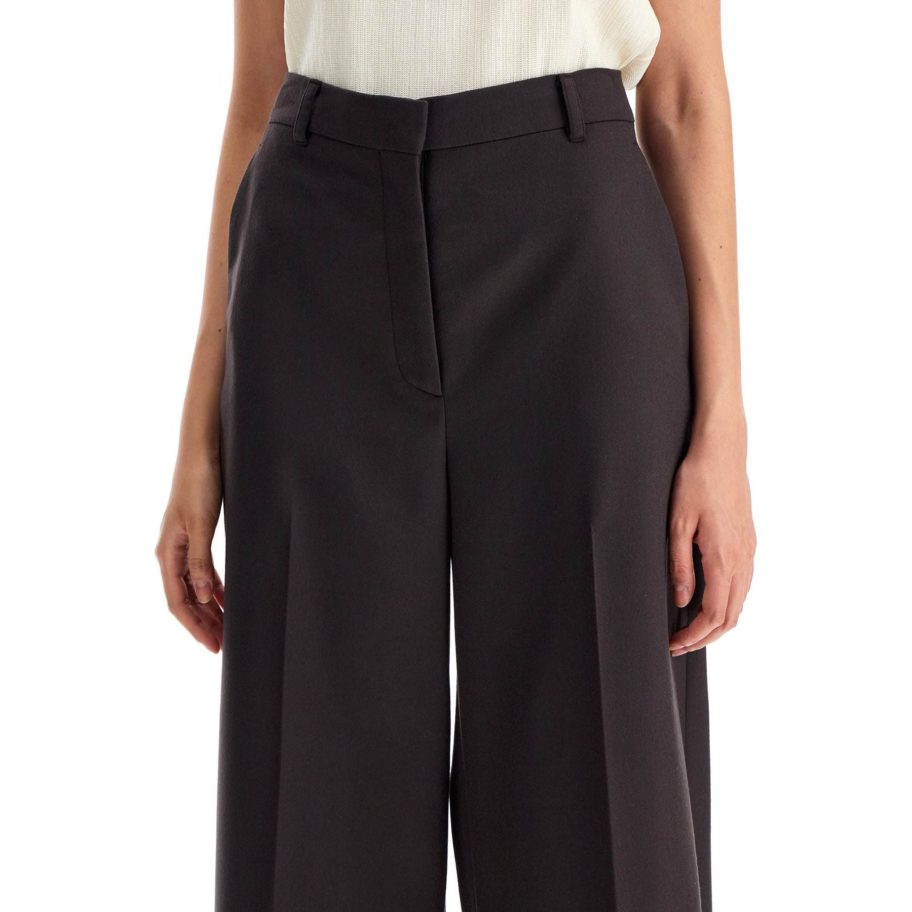 High-Waisted Wool Flared Trousers