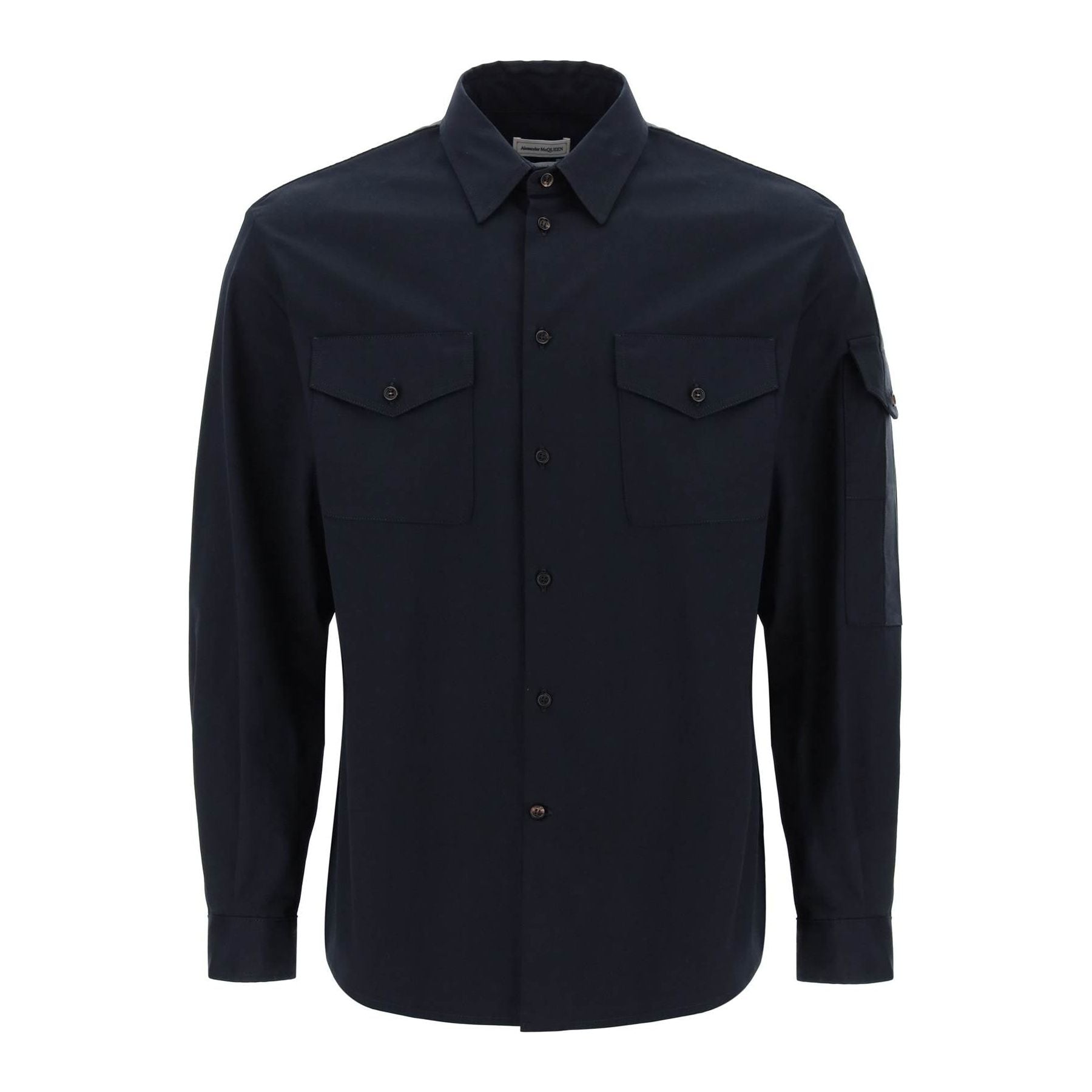 Long-Sleeve Cotton Twill Button-Up Shirt