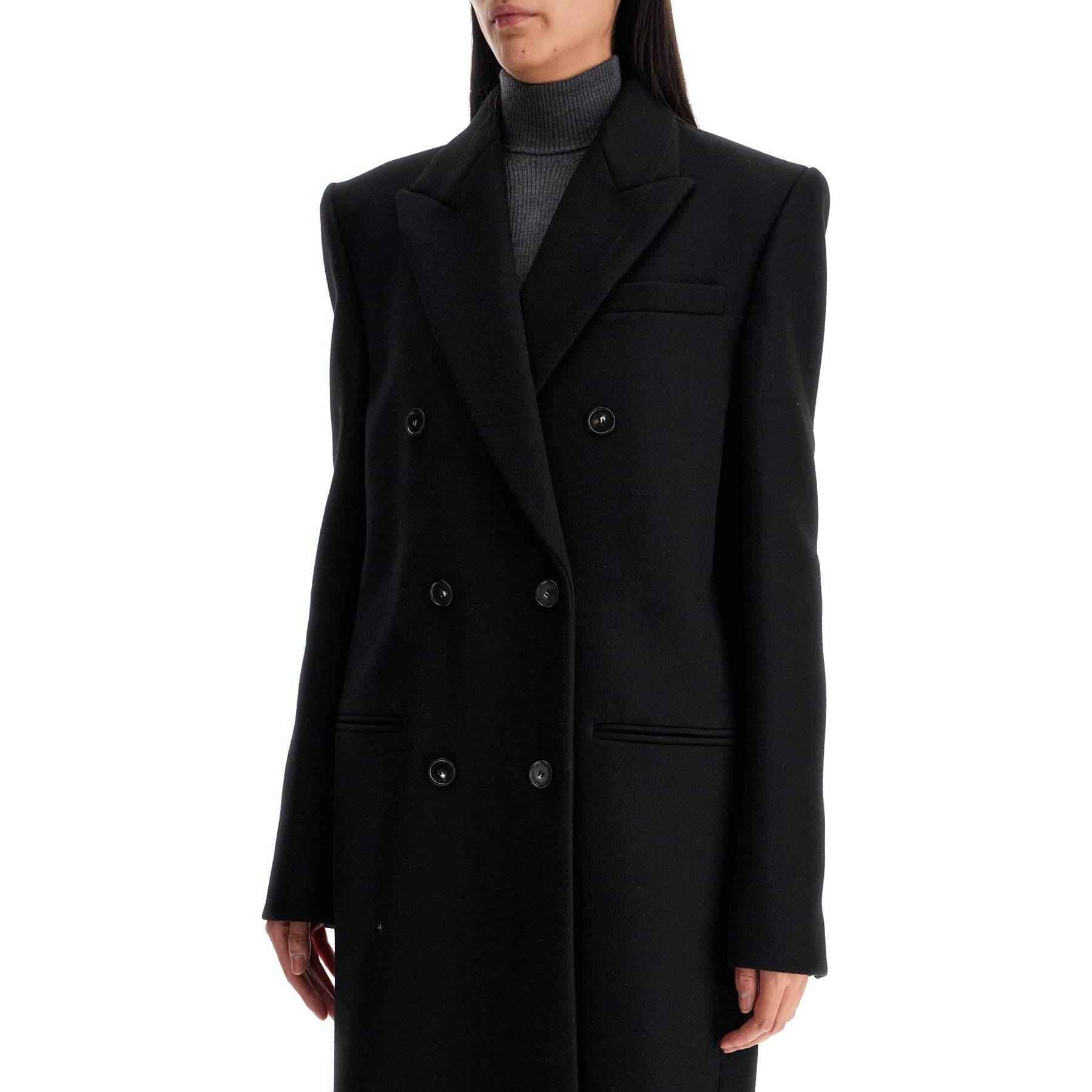 Long Double-Breasted Wool Coat