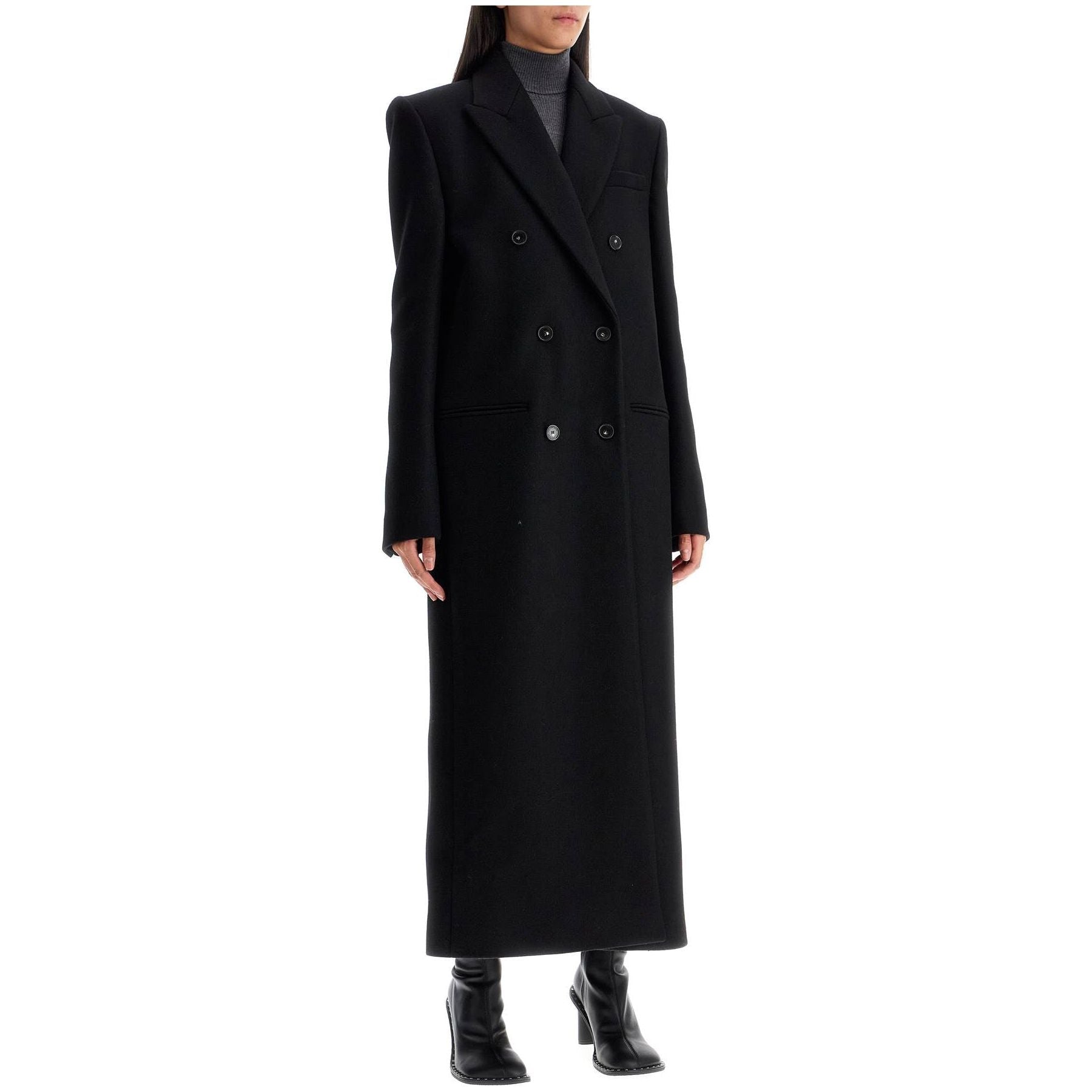 Long Double-Breasted Wool Coat