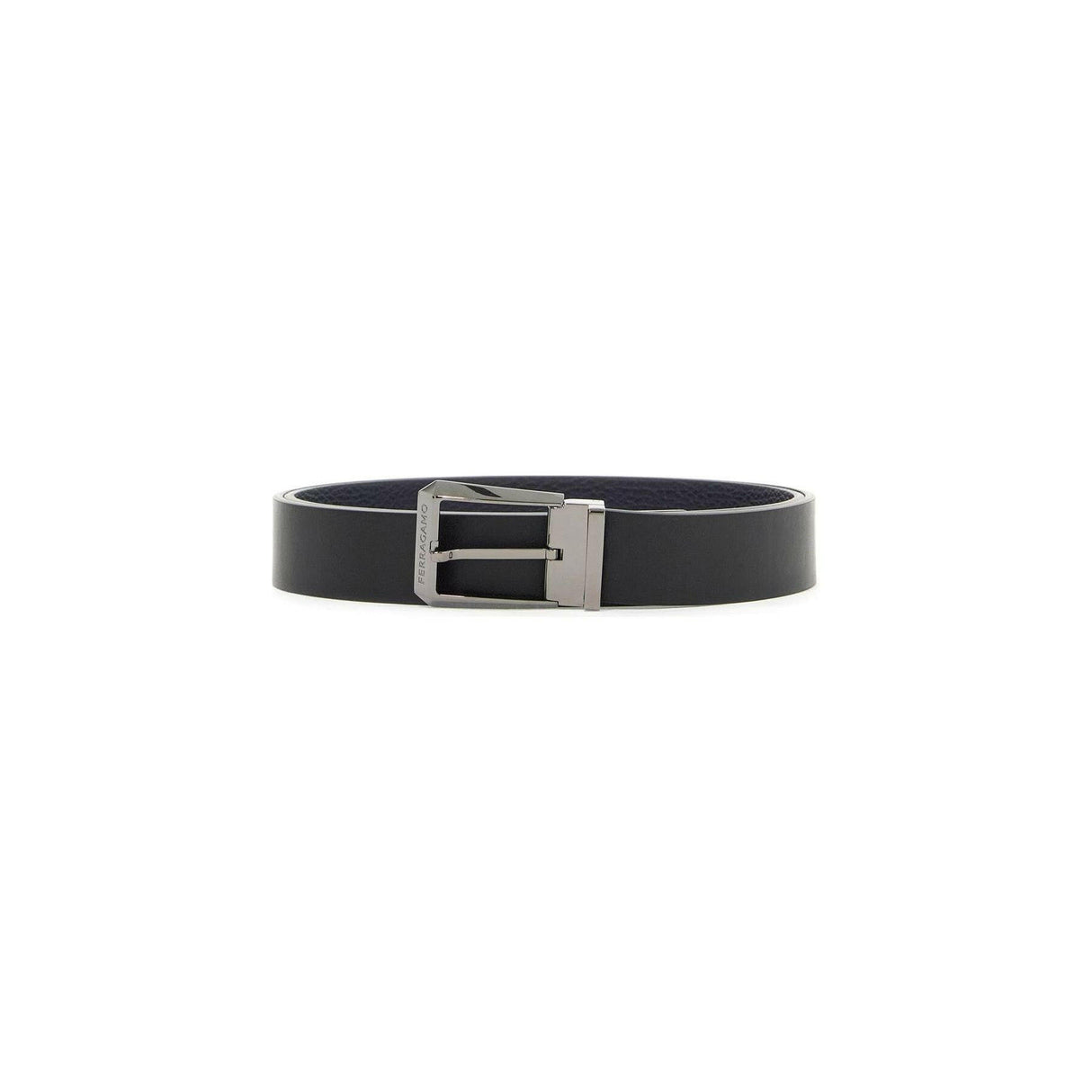 Square Buckle Reversible Leather Belt.