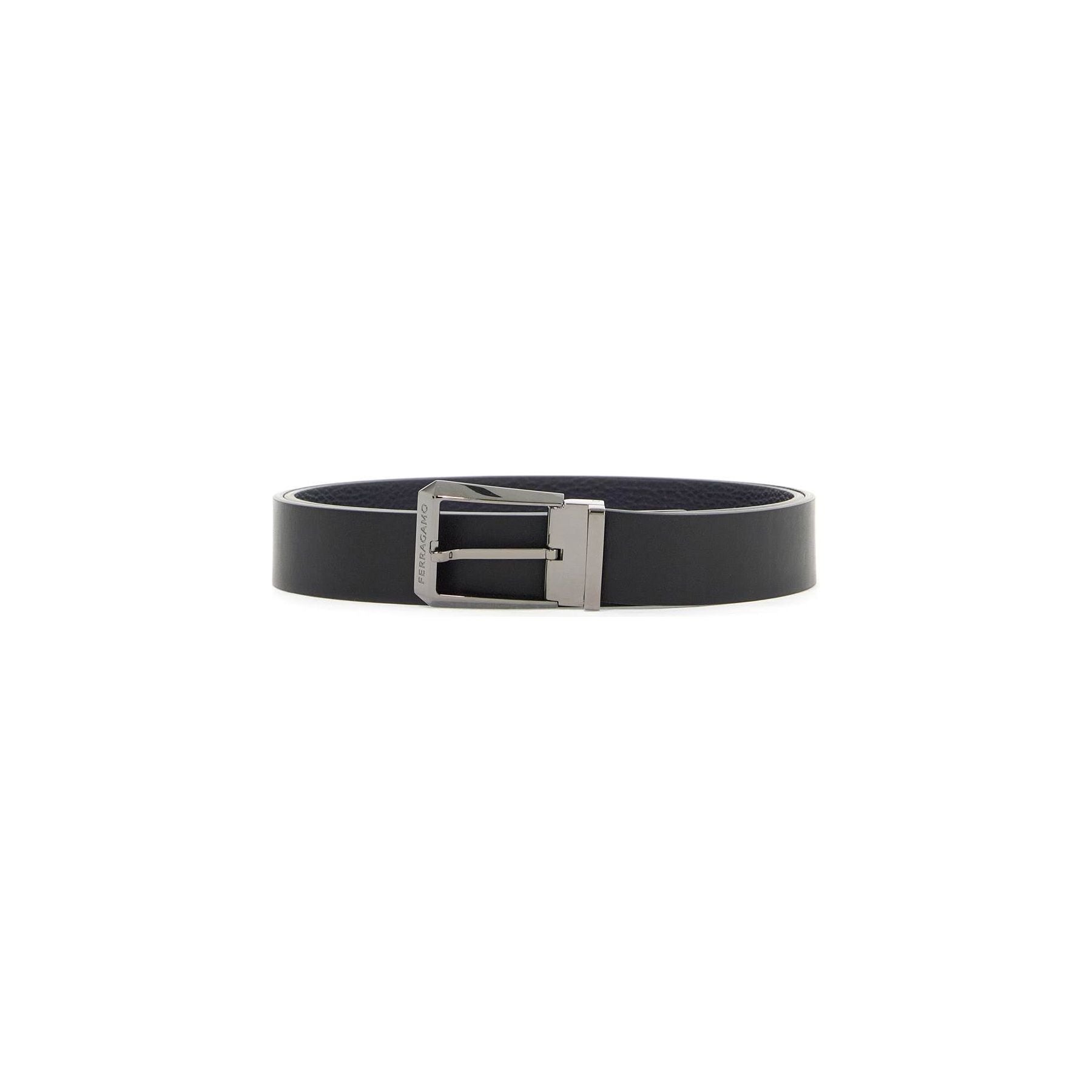Square Buckle Reversible Leather Belt