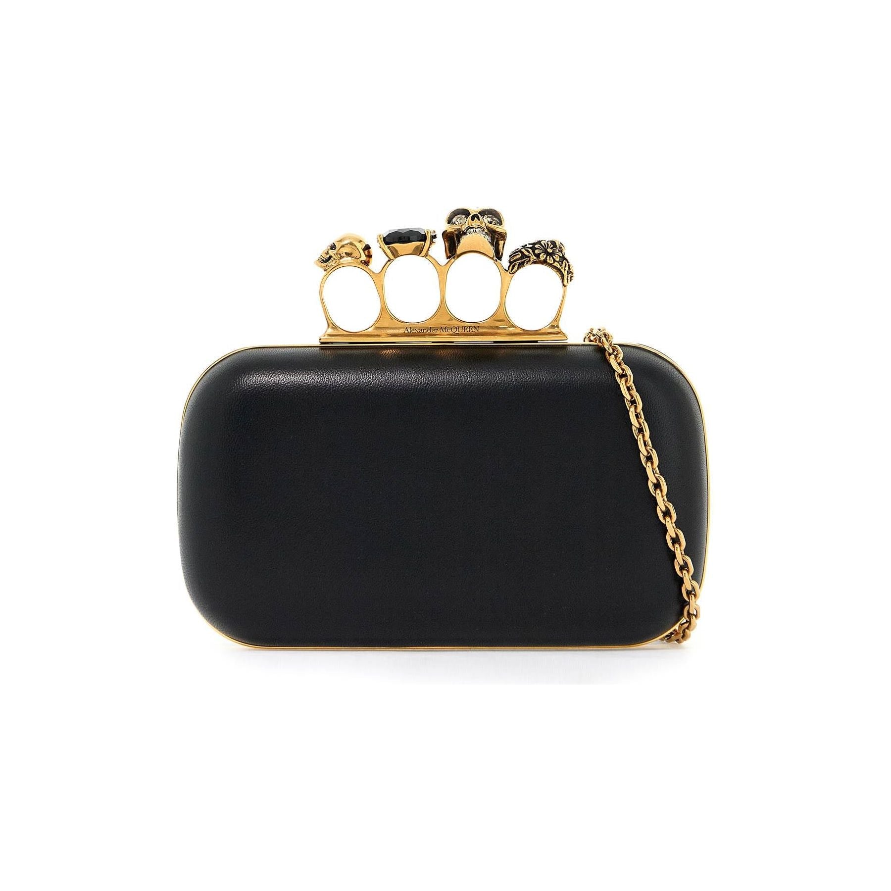 Leather Knuckle Chain Clutch