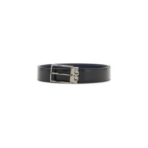 Square Buckle Reversible Leather Belt.