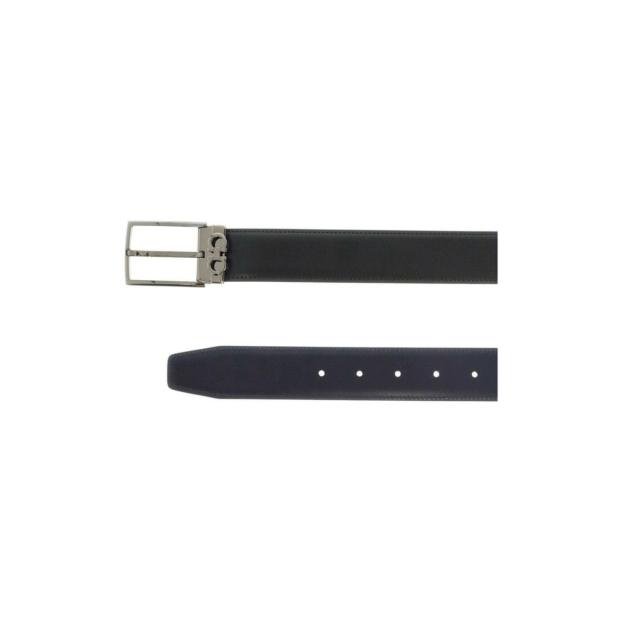 Square Buckle Reversible Leather Belt.