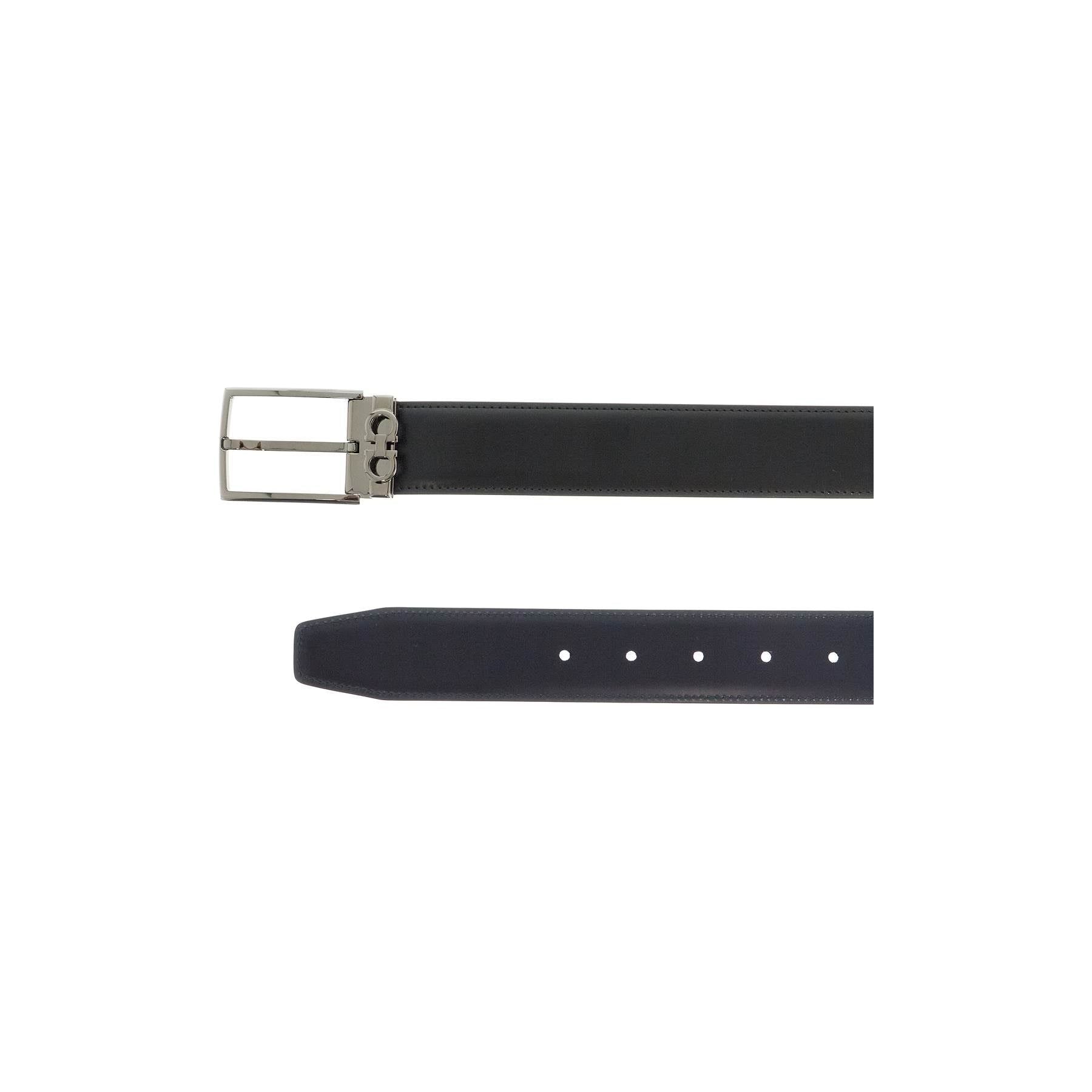 Square Buckle Reversible Leather Belt
