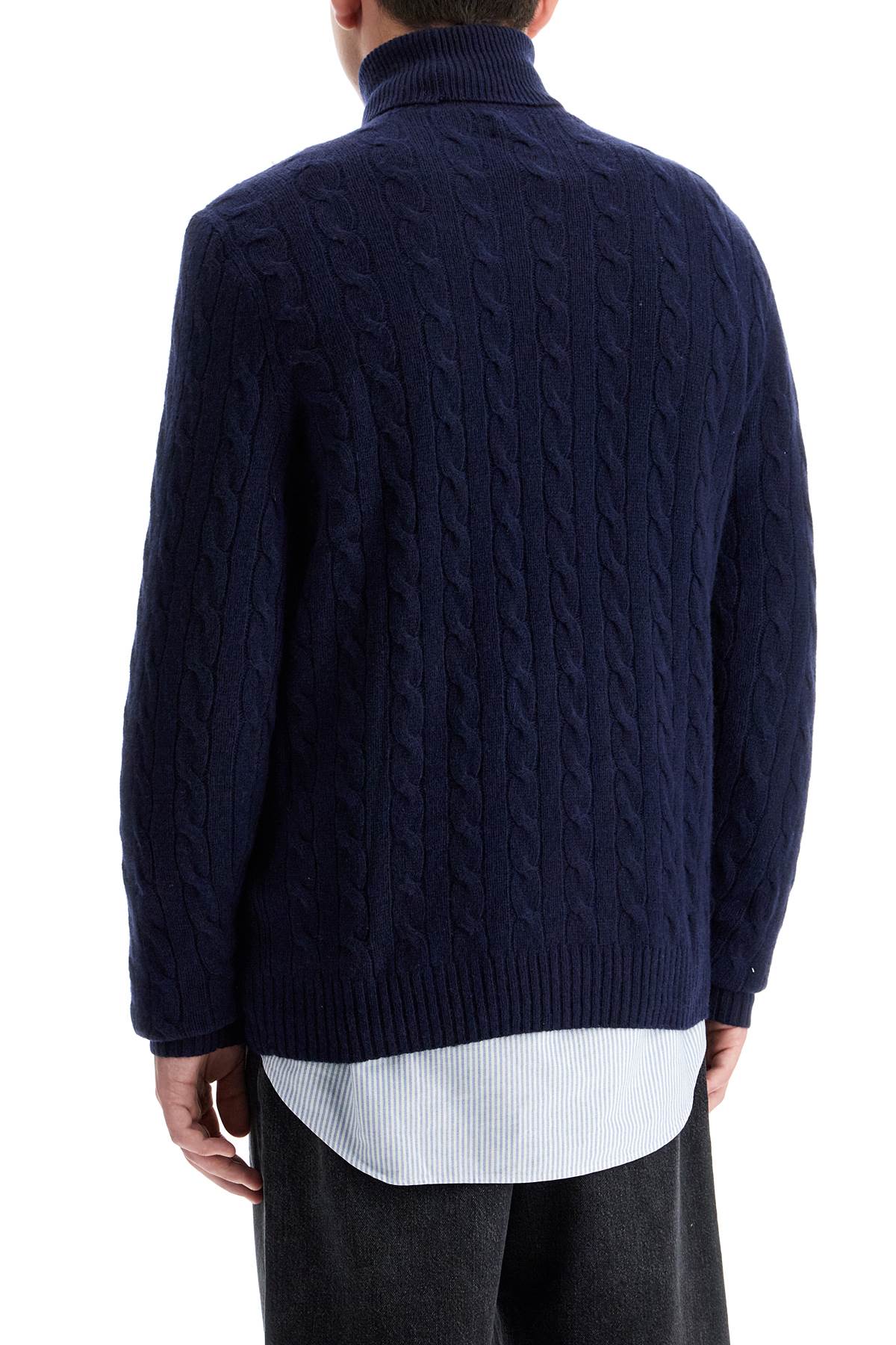 High-neck Wool And Cashmere Cable-knit Pullover Sweater