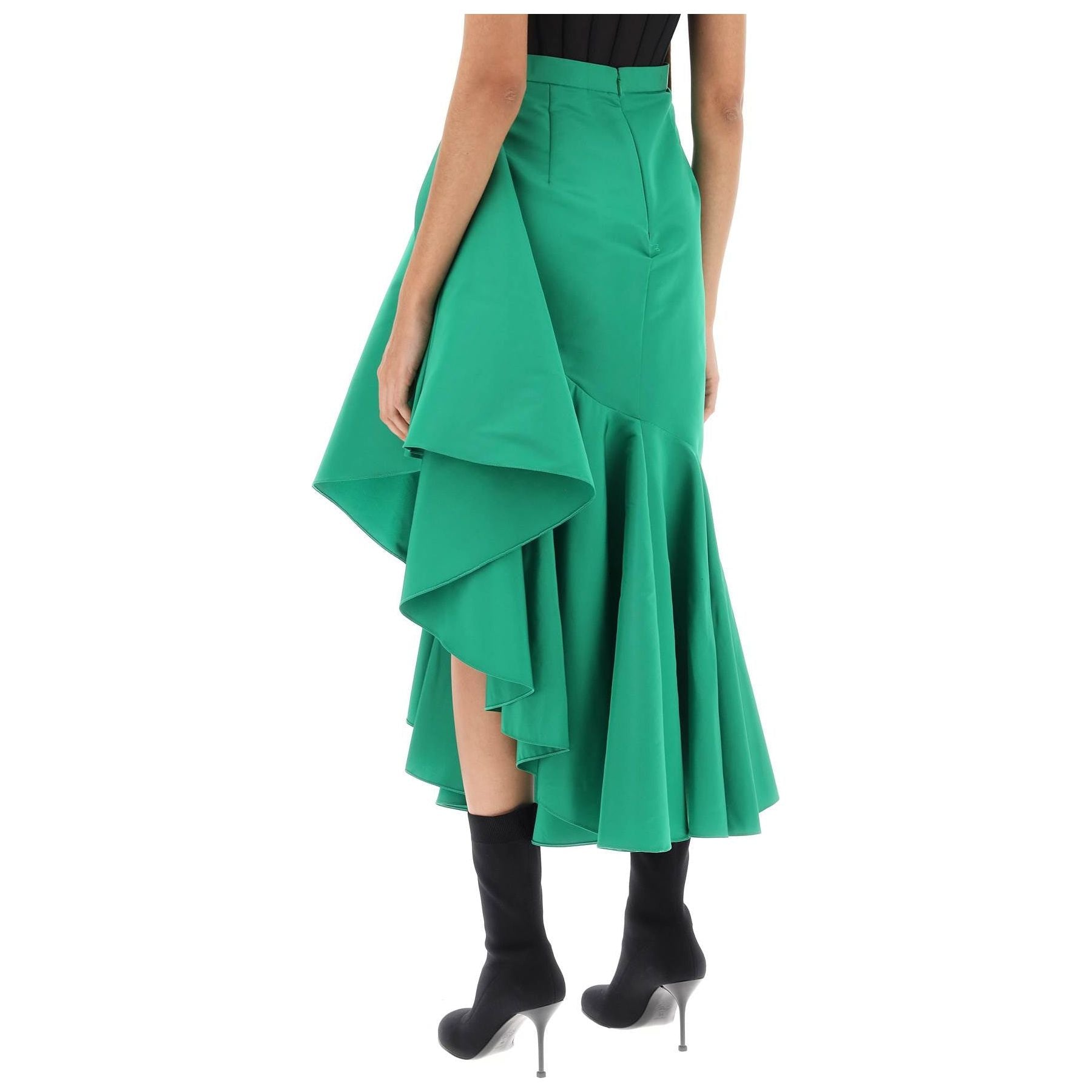 Asymmetric Polyfaille Skirt with Maxi Flounce