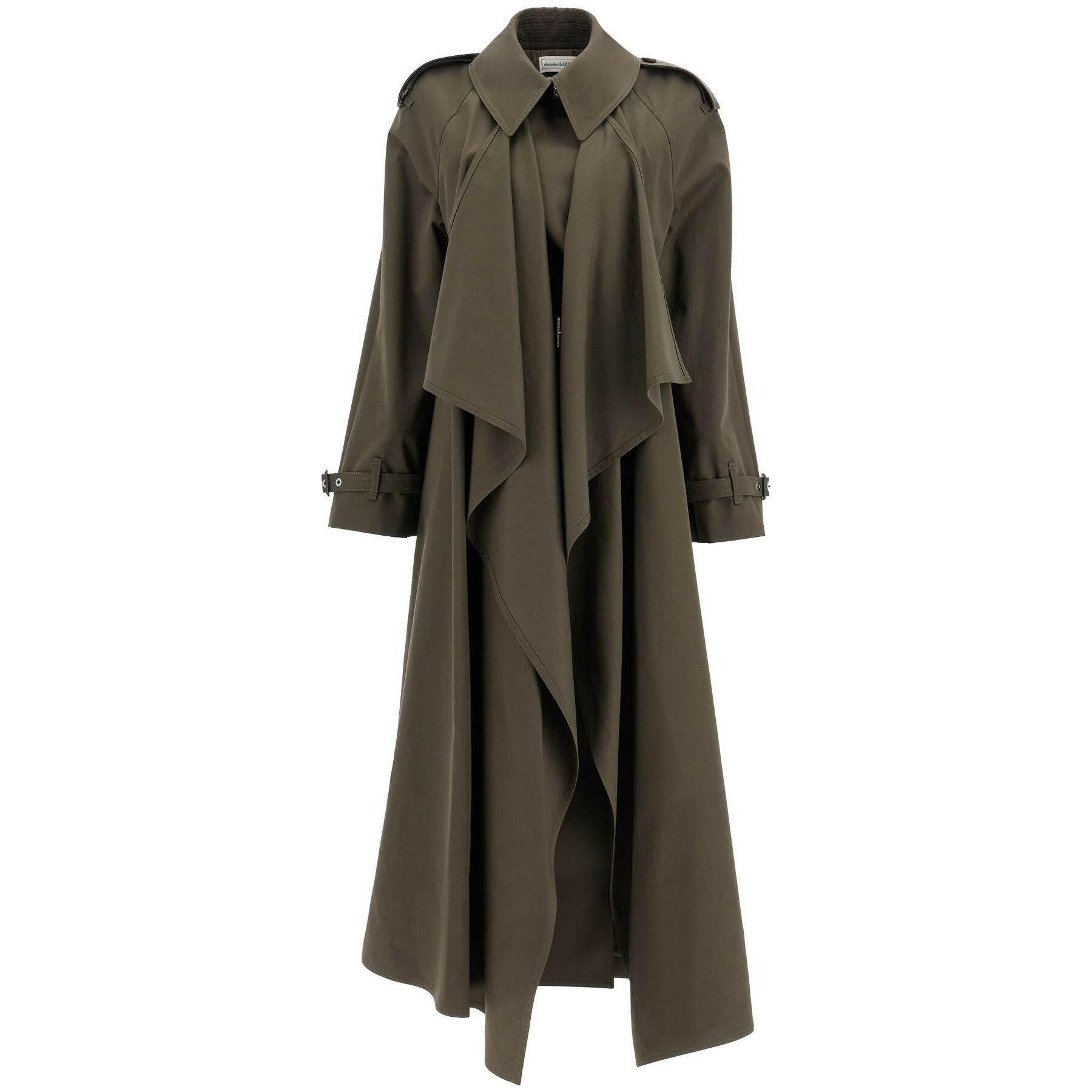 Draped Trench Coat with Belted Waist.