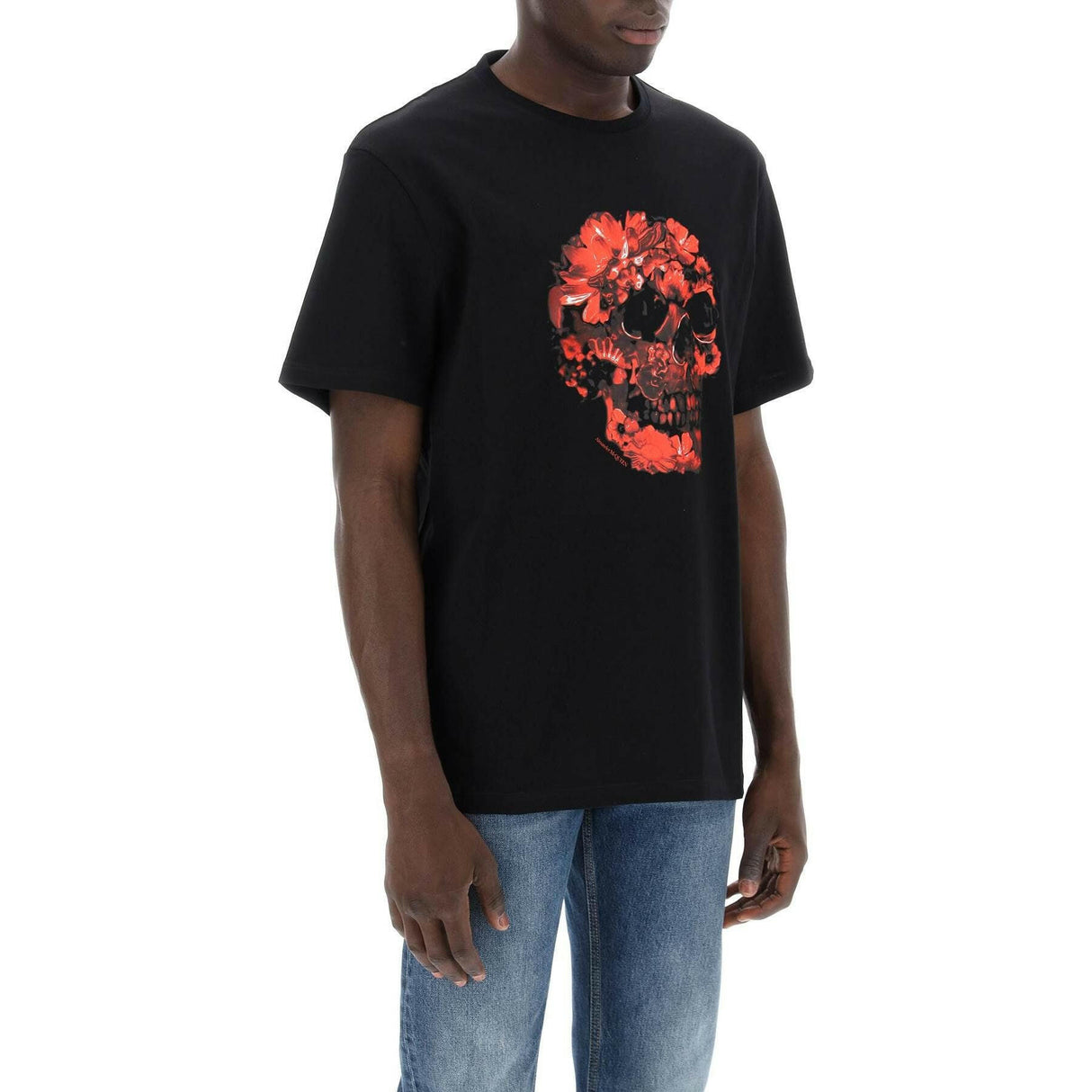 Wax Flower Skull Printed Organic Cotton T-Shirt.