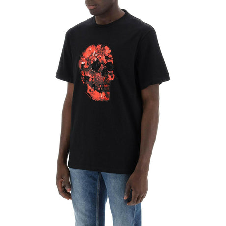 Wax Flower Skull Printed Organic Cotton T-Shirt.