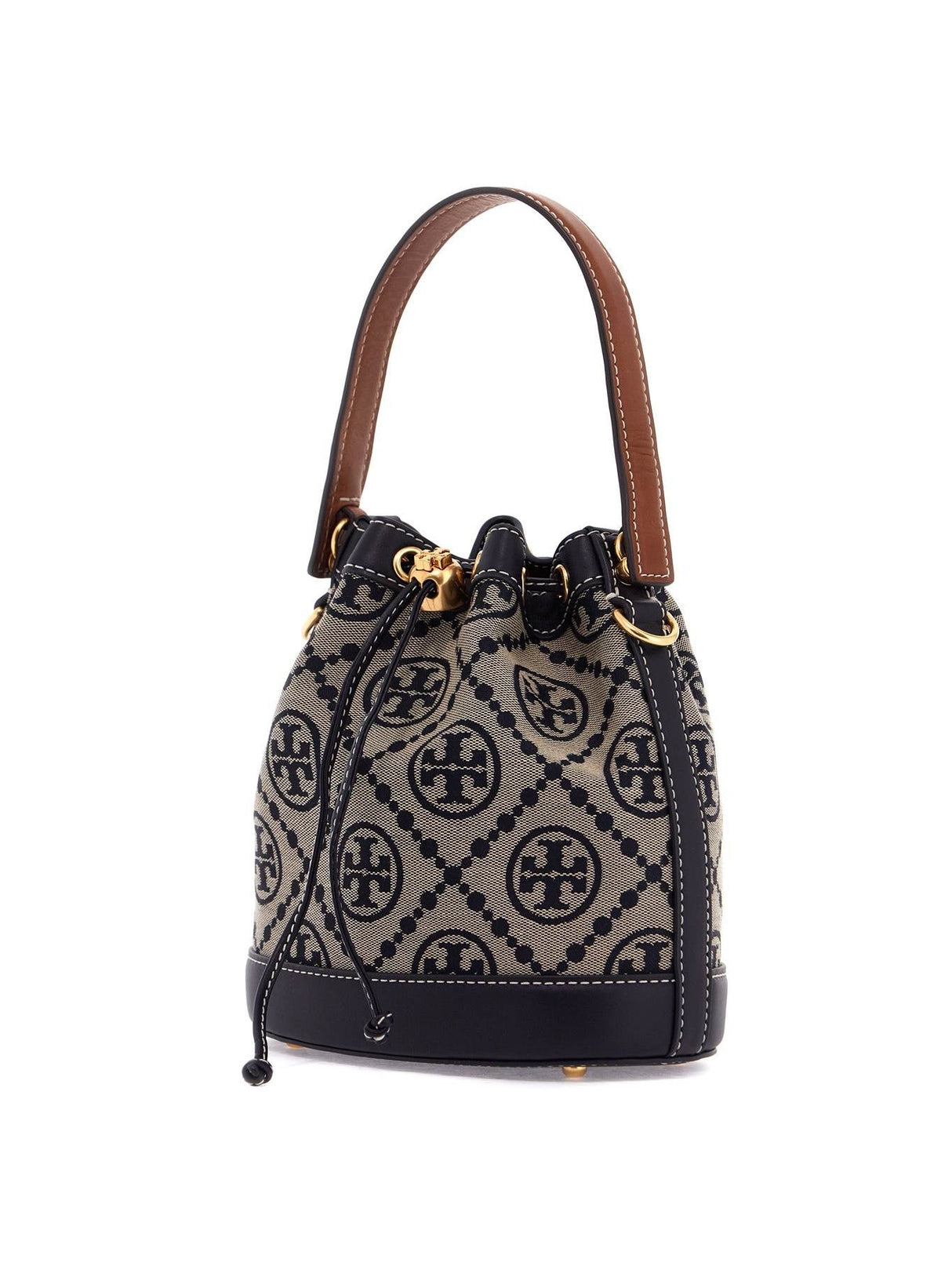 Monogram Embossed Leather Bucket Bag-Tory Burch-JOHN JULIA