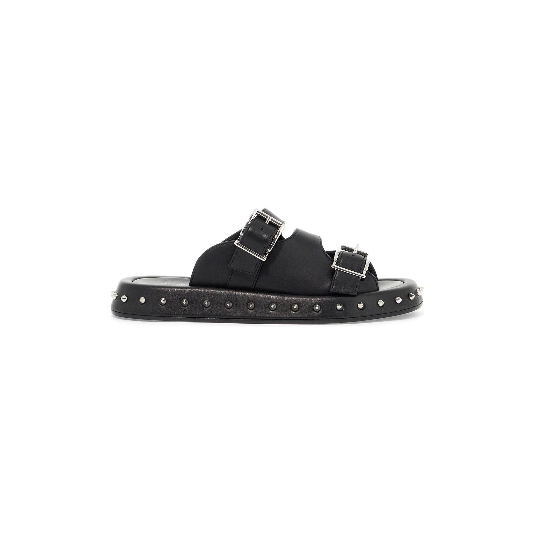 ALEXANDER MCQUEEN-Leather Punk Slides For Ed -JOHN JULIA.