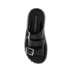 ALEXANDER MCQUEEN-Leather Punk Slides For Ed -JOHN JULIA.