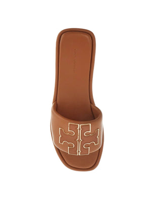 Double T Leather Slides-Tory Burch-JOHN JULIA