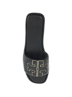 Double T Leather Slides-Tory Burch-JOHN JULIA