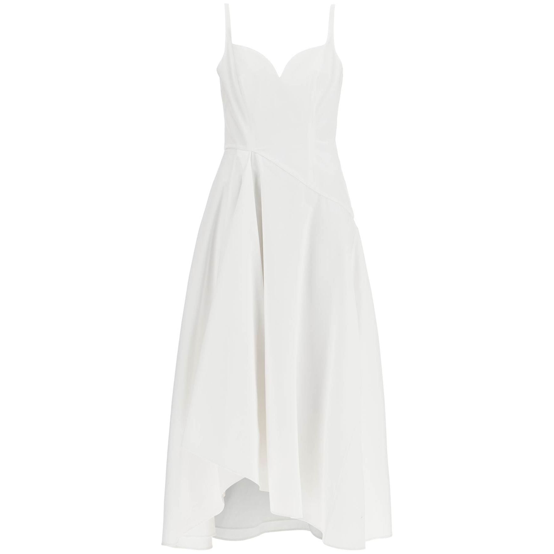 Cotton Poplin Midi Dress Sweetheart Neckline