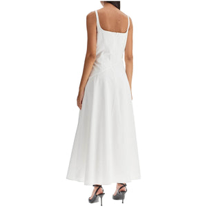 Cotton Poplin Midi Dress Sweetheart Neckline