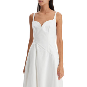 Cotton Poplin Midi Dress Sweetheart Neckline