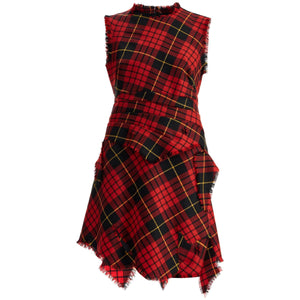 Distressed Wool Tartan Mini Dress