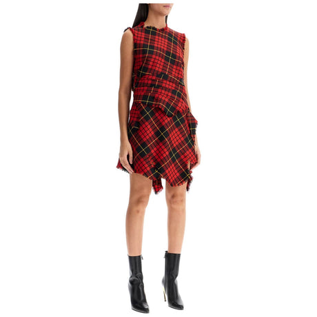 Distressed Wool Tartan Mini Dress