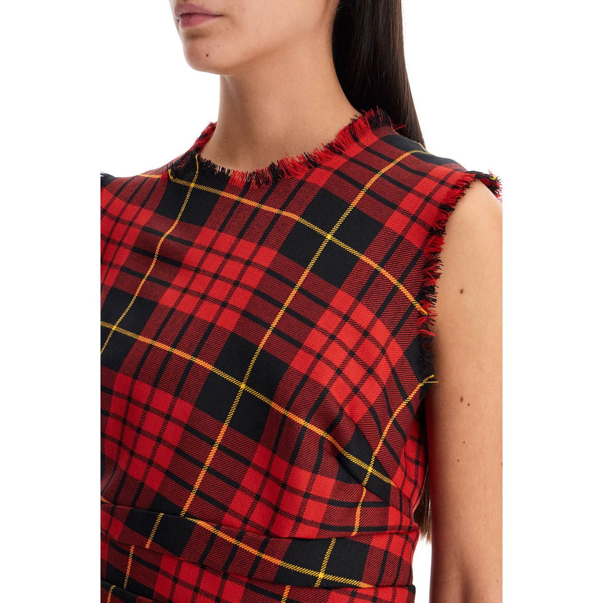 Distressed Wool Tartan Mini Dress