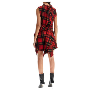 Distressed Wool Tartan Mini Dress