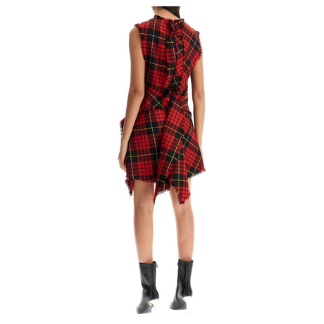 Distressed Wool Tartan Mini Dress