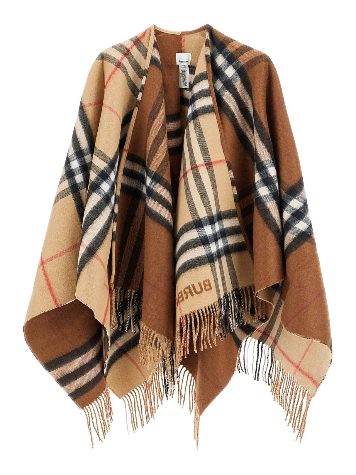 Check Wool Cashmere Cape-Burberry-JOHN JULIA