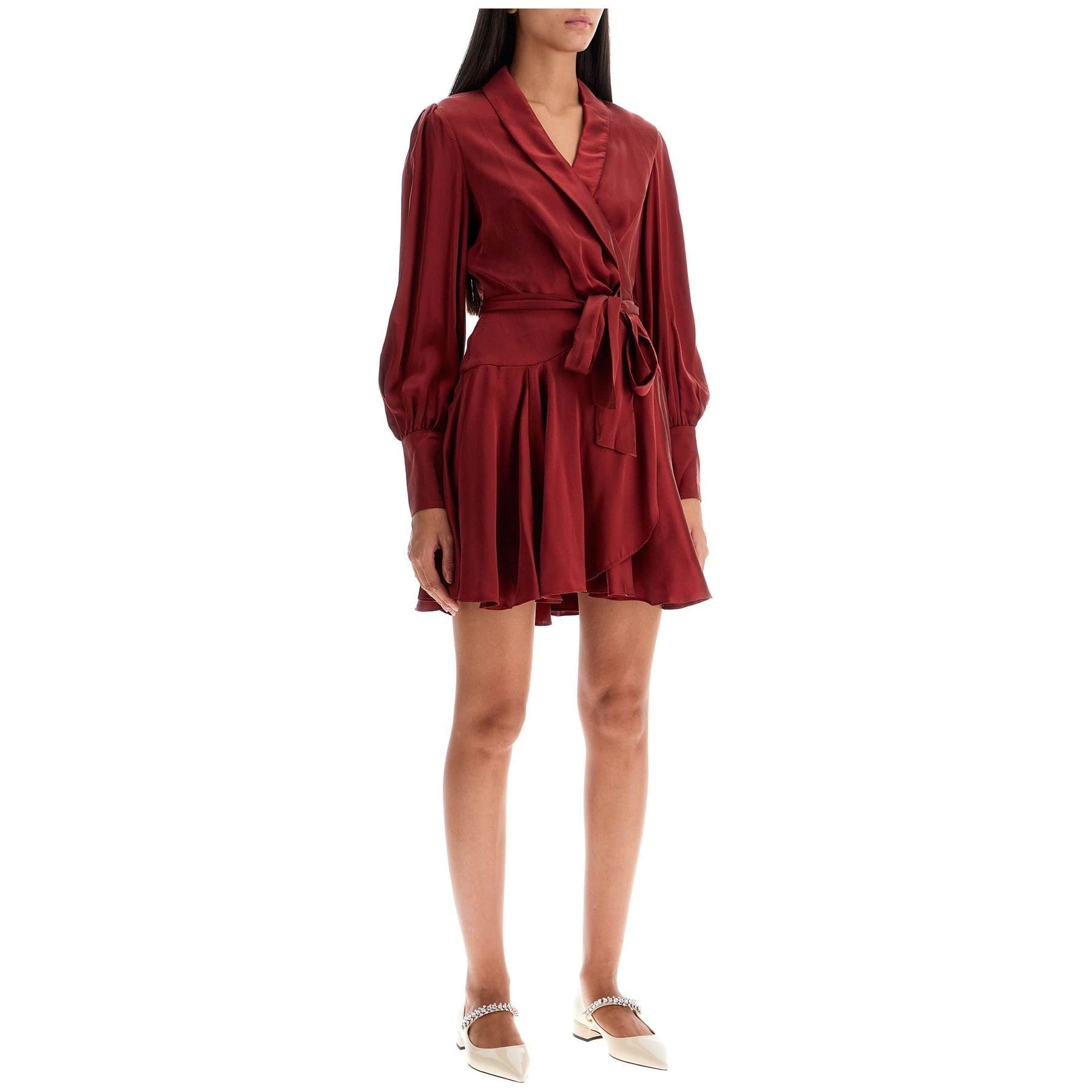 Silk Satin Wrap Mini Dress