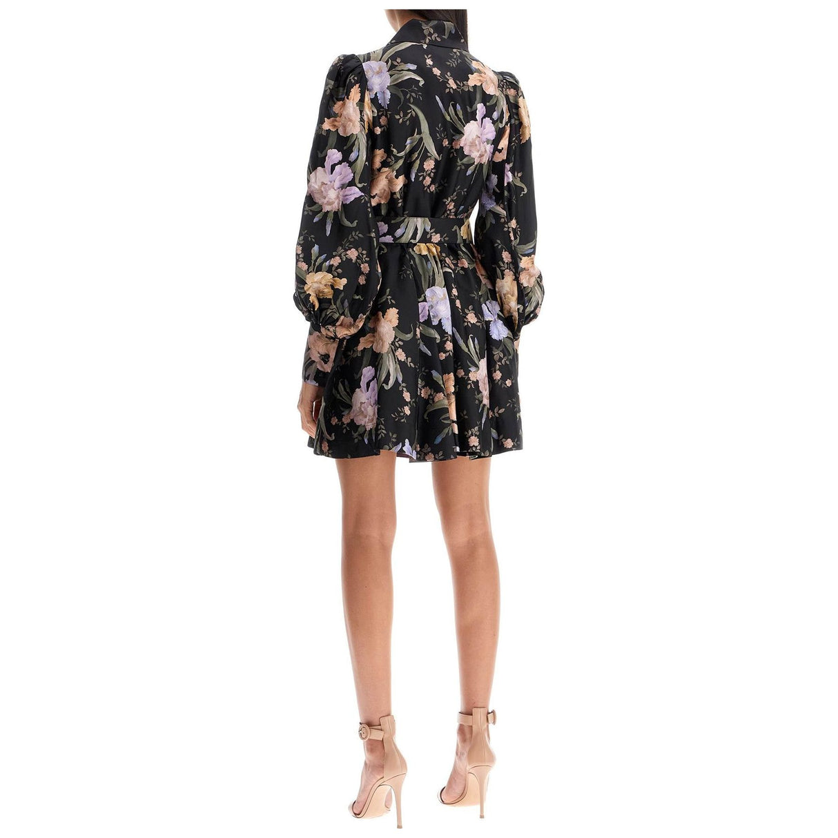 Eden Floral Silk Belted Shirt Dress