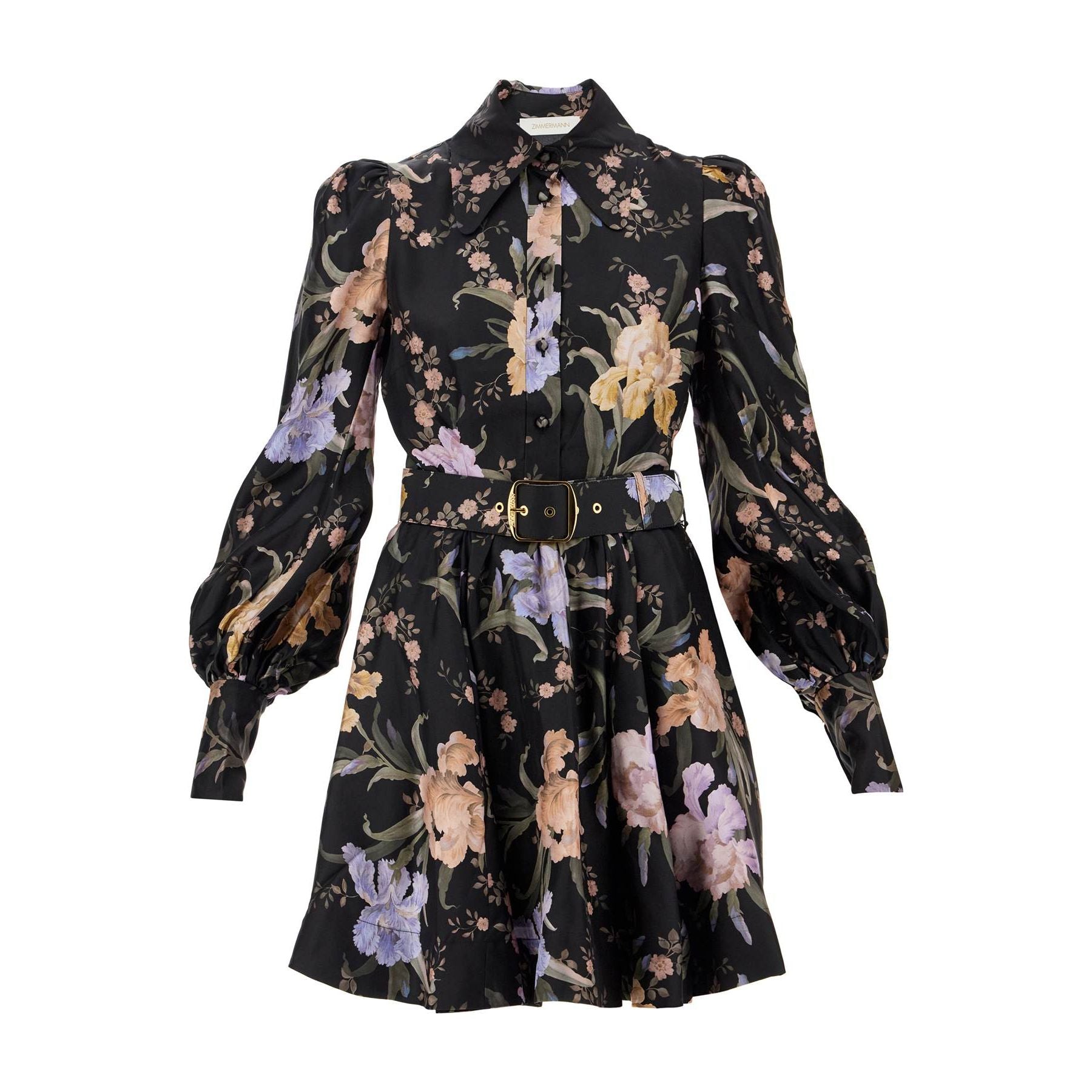 Eden Floral Silk Belted Shirt Dress