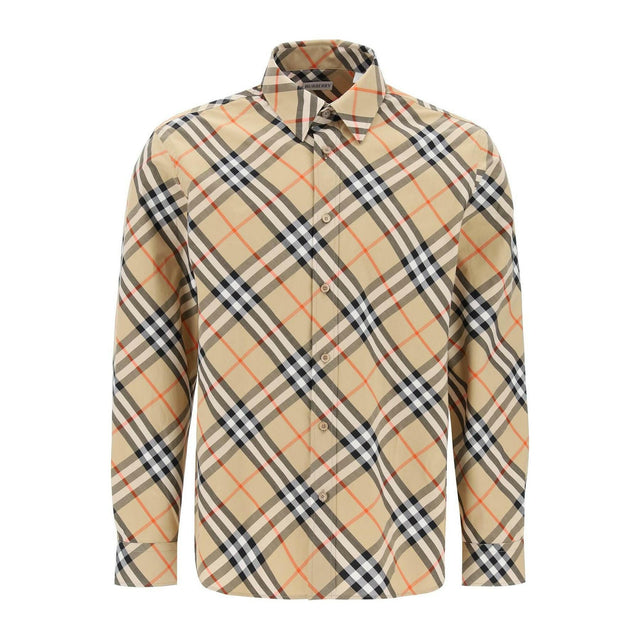 Sand Check Cotton Long Sleeved Shirt.