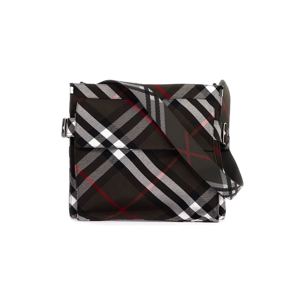 Cotton Blend Trench Check Medium Tote Bag