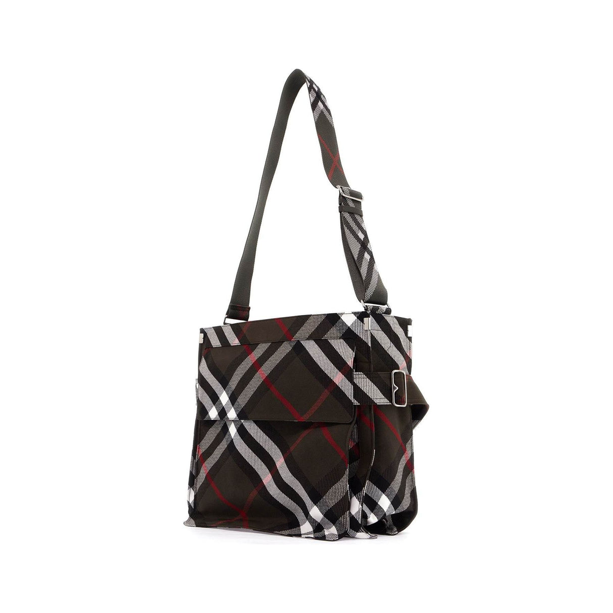 Cotton Blend Trench Check Medium Tote Bag