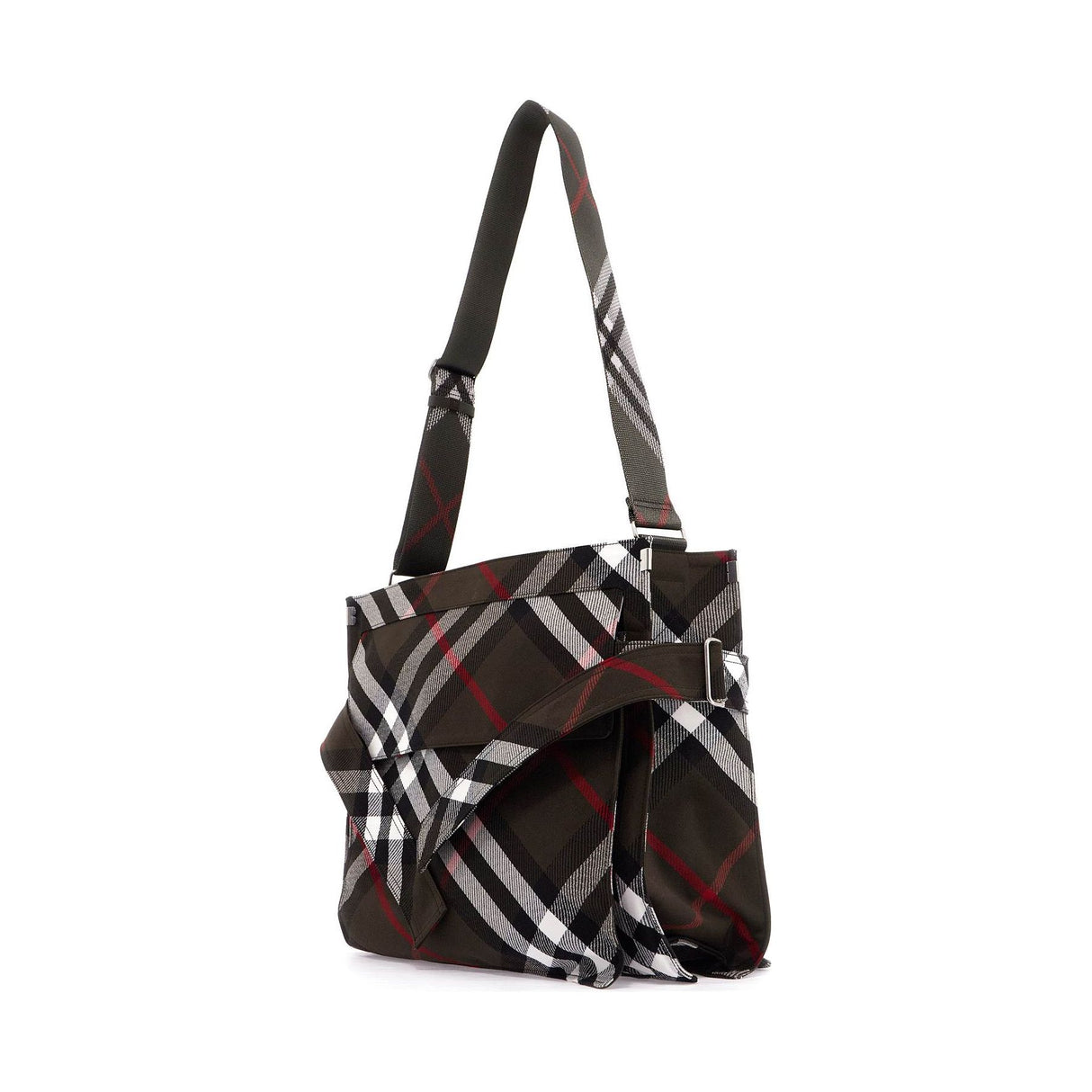 Cotton Blend Trench Check Medium Tote Bag