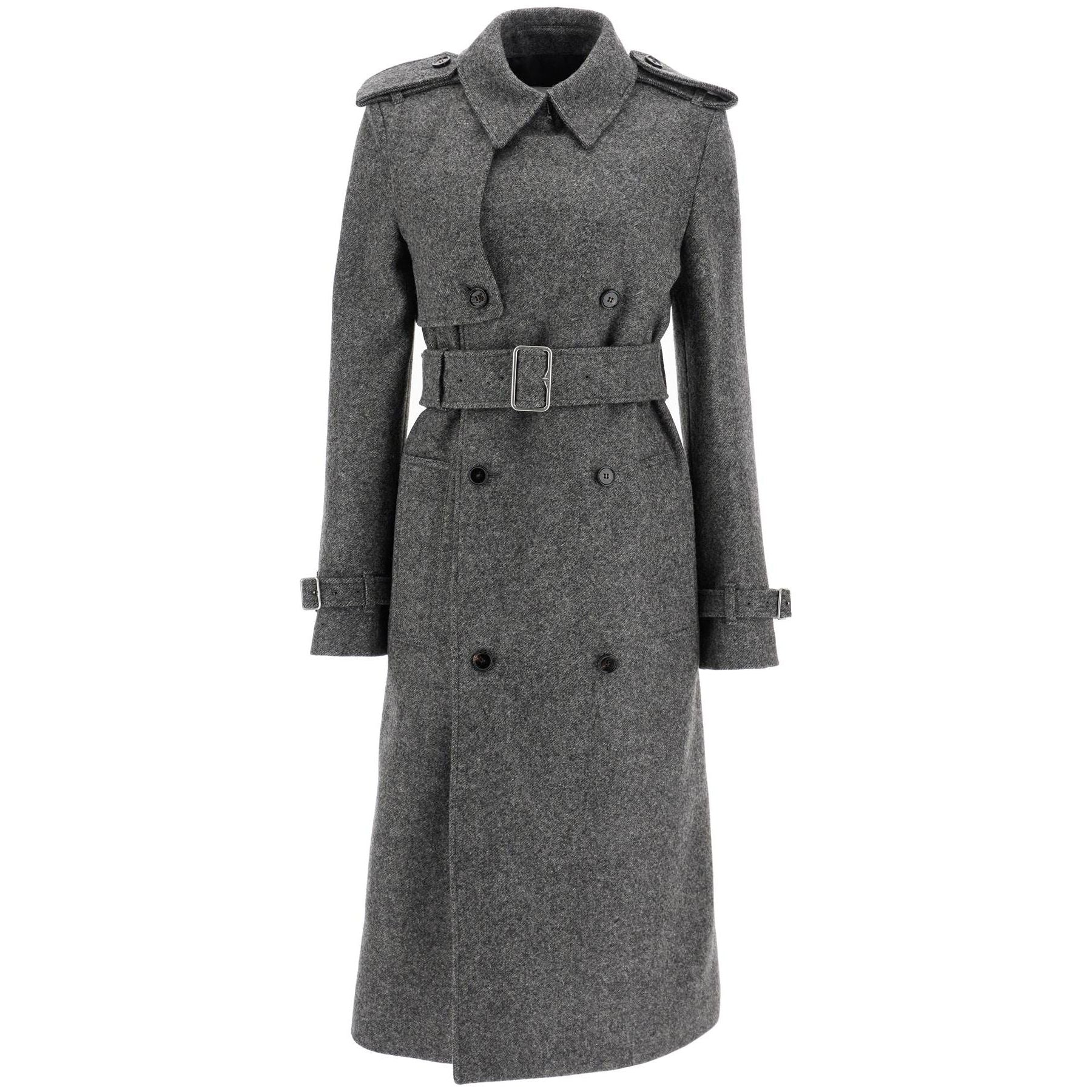 BURBERRY-Double Breasted Wool Trench Coat -JOHN JULIA.