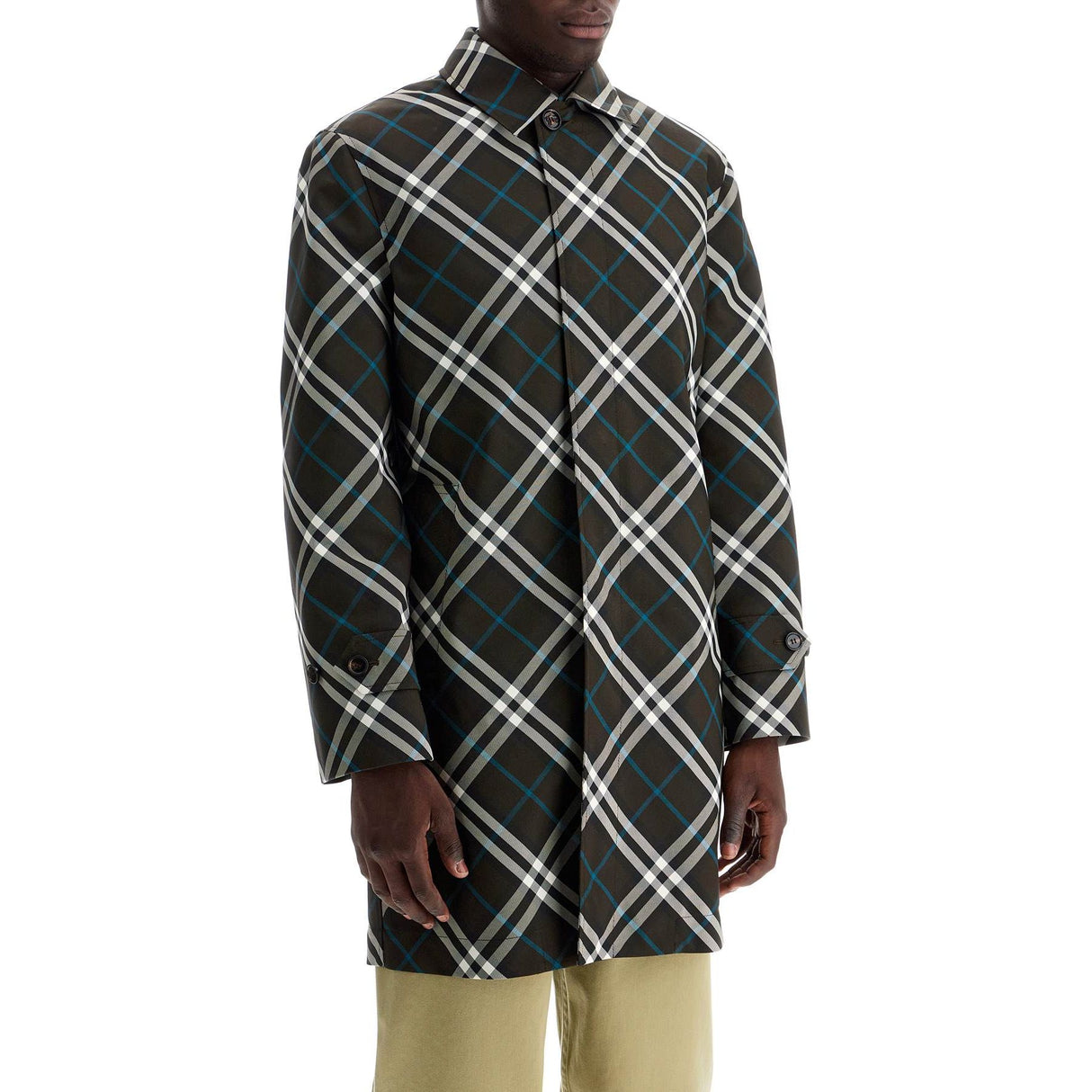 BURBERRY-Mid-length Check Car Coat -JOHN JULIA.