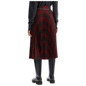 Folded Pleat Check Midi Skirt