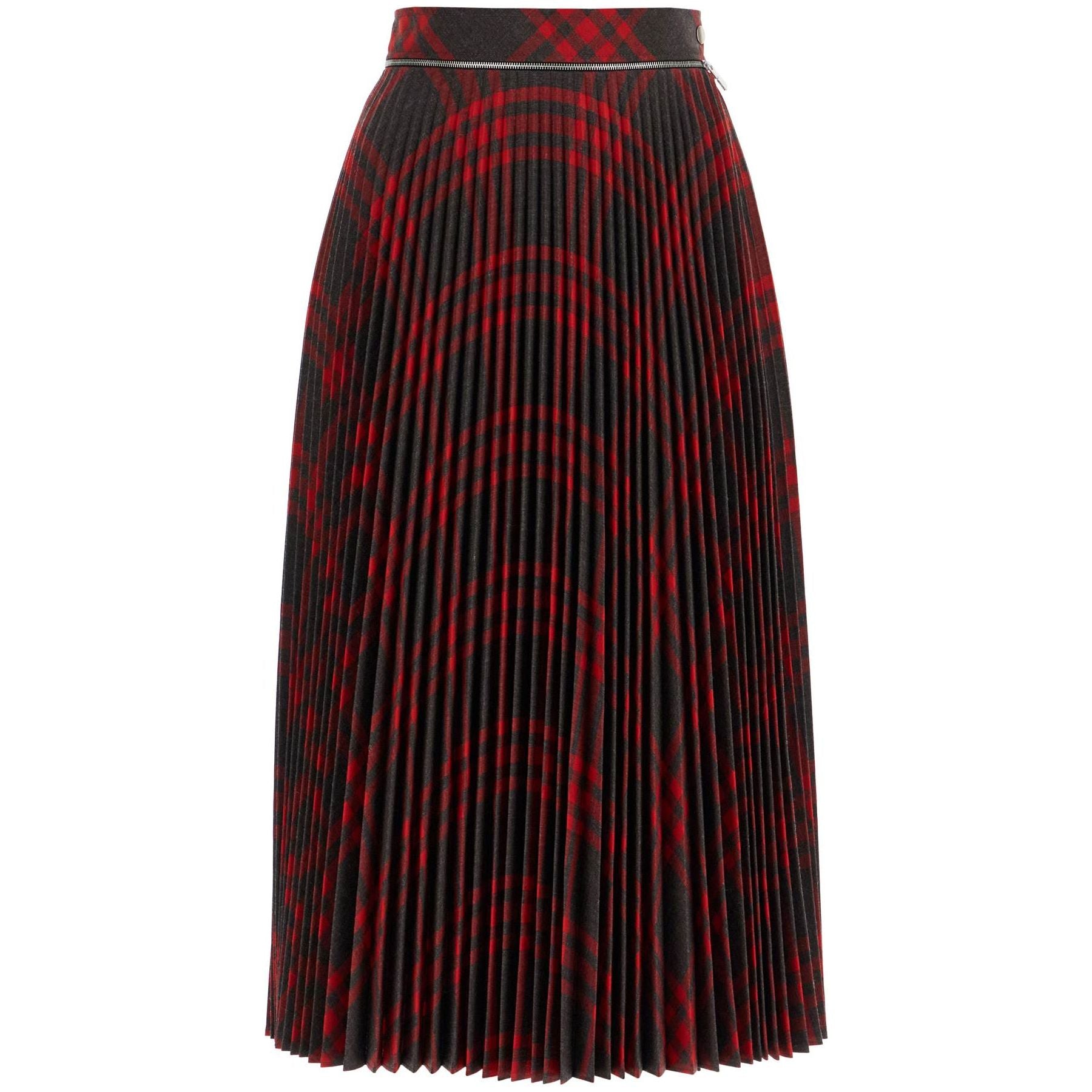 Folded Pleat Check Midi Skirt