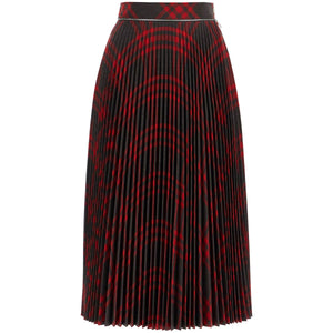 Folded Pleat Check Midi Skirt