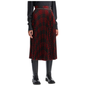 Folded Pleat Check Midi Skirt