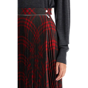 Folded Pleat Check Midi Skirt