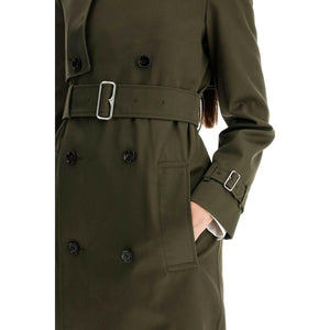 Long Cotton Blend Trench Coat.