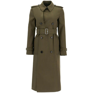 Long Cotton Blend Trench Coat.