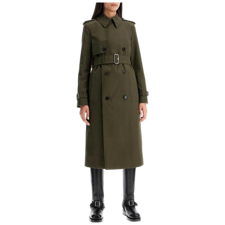 Long Cotton Blend Trench Coat.