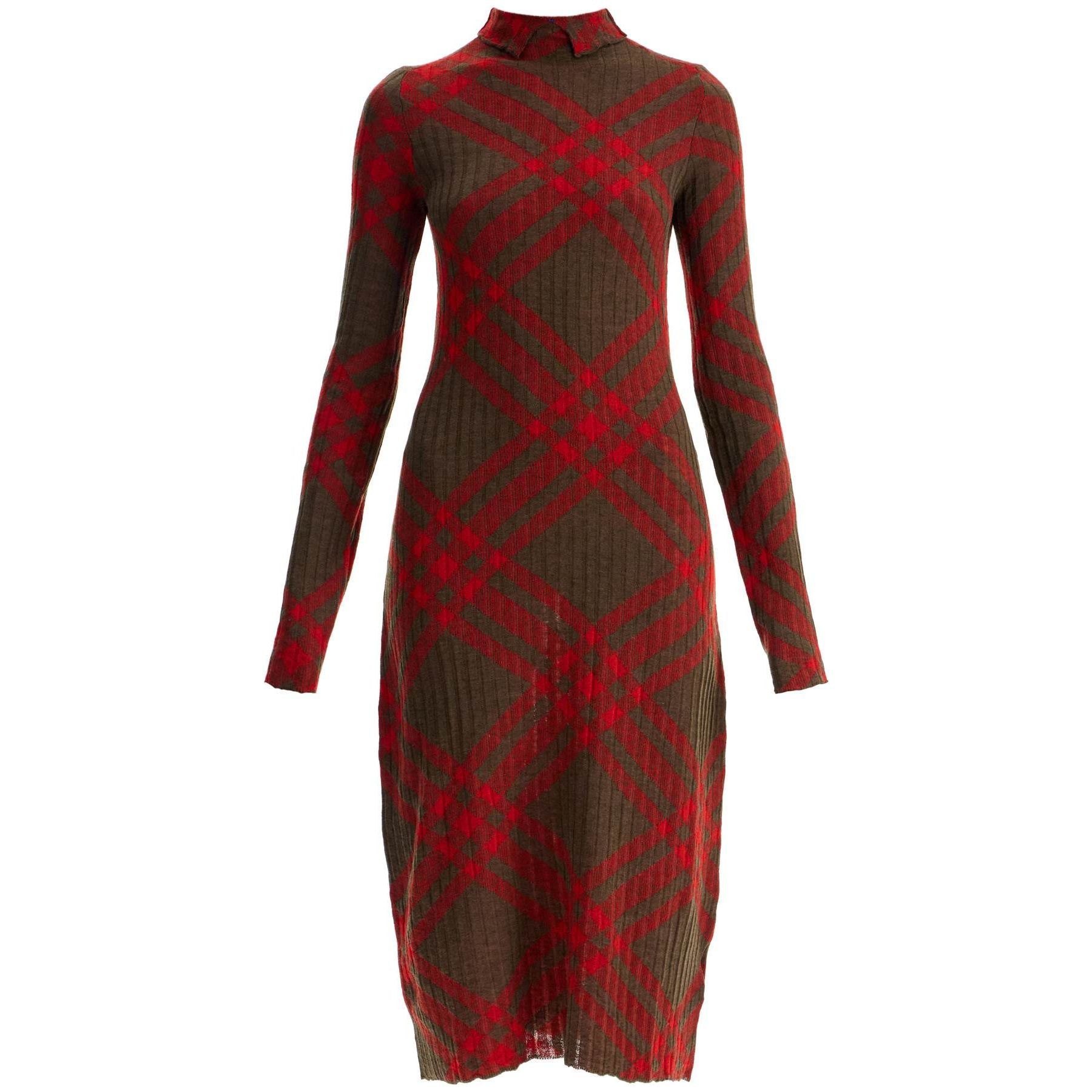 BURBERRY-Ered Wool Blend Midi Dress -JOHN JULIA.