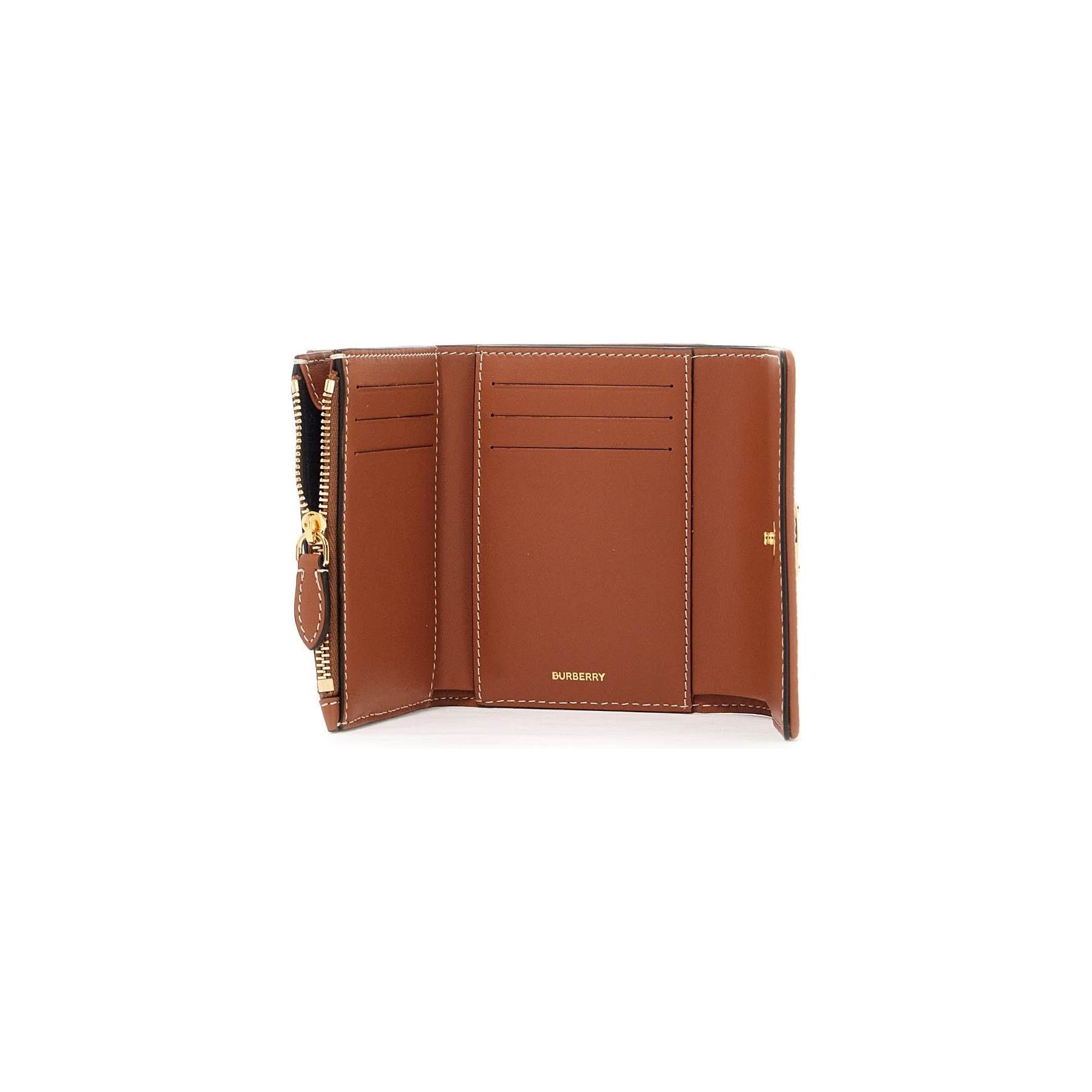 Check and Leather Small Folding Wallet