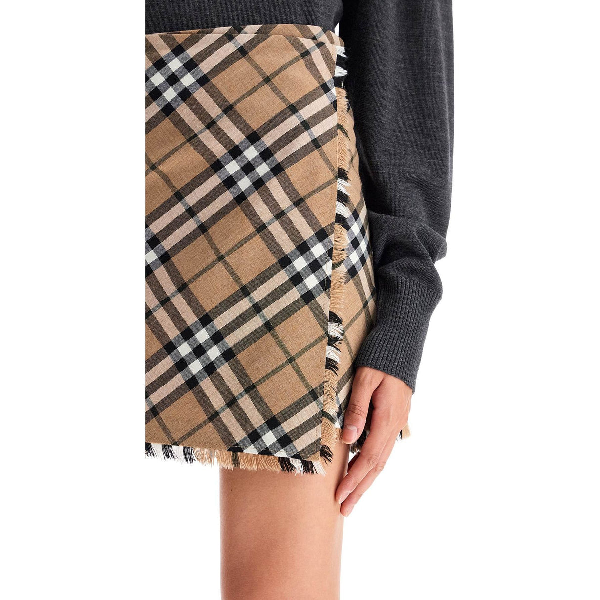 BURBERRY-Check Wool Blend Mini Kilt -JOHN JULIA.